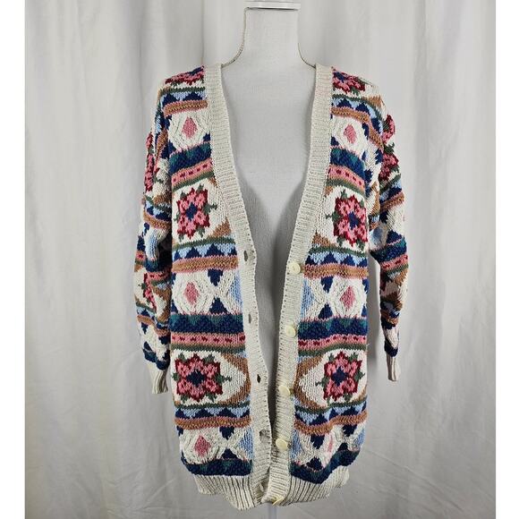 PYKE LTD VINTAGE PATTERNED KNIT CARDIGAN – STYLE 3346 – SIZE L – RAMIE / COTTON - Picture 5 of 13